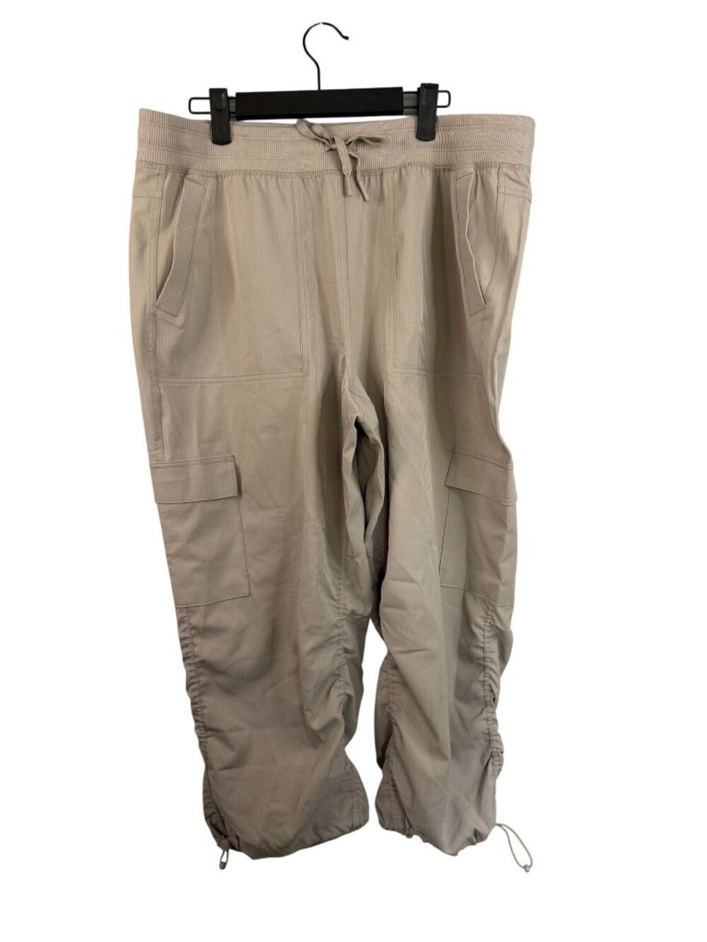 Avalanche Mens Beige Cargo Pants With Ribbed Waistband & Adjustable Drawstring L